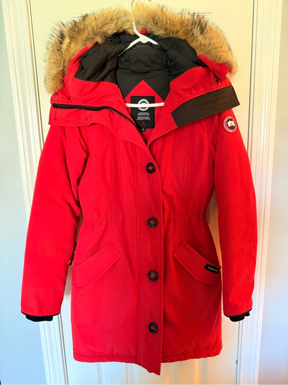 Canada Goose Bright Red Fur-Trim Hooded Parka
